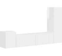 vidaXL Juego de 4 armarios de TV, blanco brillante, material de madera