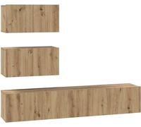 vidaXL Juego de 4 armarios de TV, estilo artesanal, madera laminada en roble