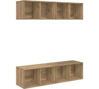 vidaXL Juego de 4 armarios de TV, estilo artesanal, madera laminada en roble