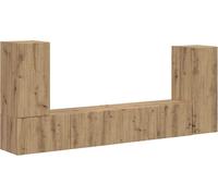 vidaXL Juego de 4 armarios de TV, estilo artesanal, madera laminada en roble