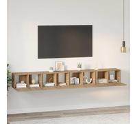 vidaXL Juego de 4 armarios de TV, estilo artesanal, madera laminada en roble