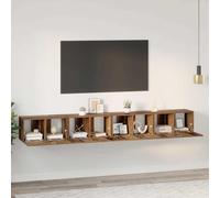 vidaXL Juego de 4 armarios de TV, madera maciza y aglomerado