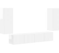 vidaXL: Juego de 4 estanterías de pared para televisión, color blanco brillante, material de madera
