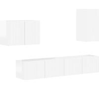 vidaXL: Juego de 4 estanterías de pared para televisión, color blanco brillante, material de madera