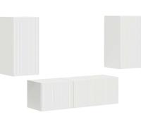 vidaXL: Juego de 4 estanterías de pared para televisión, color blanco, material de madera