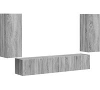 vidaXL: Juego de 4 estanterías de pared para televisión, color gris Sonoma, fabricadas en material de imitación madera
