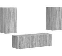 vidaXL: Juego de 4 estanterías de pared para televisión, color gris Sonoma, fabricadas en material de imitación madera