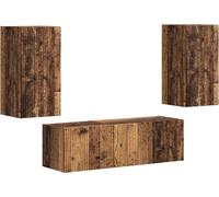 vidaXL Juego de 4 estanterías de pared para televisión, madera maciza y aglomerado