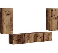 vidaXL Juego de 4 estanterías de pared para televisión, madera maciza y aglomerado