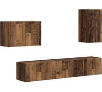vidaXL Juego de 4 estanterías de pared para televisión, madera maciza y aglomerado