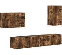 vidaXL: Juego de 4 estanterías de pared para televisión, material de madera con acabado en roble ahumado
