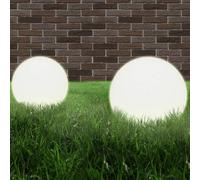 vidaXL: Juego de 4 faroles LED para jardín, forma esférica, 40 cm, material PMMA