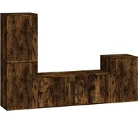 vidaXL Juego de 4 muebles para televisión, acabado en roble ahumado, fabricados en material de madera