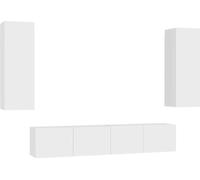 vidaXL Juego de 4 muebles para televisión, color blanco, fabricados en material de madera