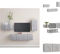 vidaXL Juego de 4 muebles para televisión en color gris hormigón, fabricados en material de madera