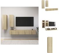 vidaXL Juego de 4 muebles para televisión en madera de efecto roble Sonoma
