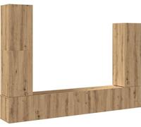 vidaXL Juego de 4 muebles para televisión, montaje en pared, estilo artesanal, madera de roble (material compuesto)