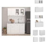 vidaXL Juego de 4 piezas para cocina, color blanco, fabricado en material de madera - Armarios de cocina