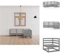 vidaXL Juego de 4 piezas para zona de estar en el jardín, color gris, madera maciza de pino - Conjuntos de muebles de jardín