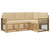 vidaXL: Juego de 4 sofás de exterior, color blanco y beige, fabricados en poliéster