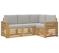 vidaXL Juego de 4 sofás de exterior, color blanco y gris claro, fabricados en poliéster