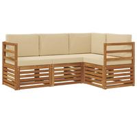 vidaXL Juego de 4 sofás de exterior, color natural y beige, fabricados en poliéster