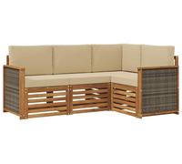 vidaXL Juego de 4 sofás de exterior, color natural y beige, fabricados en poliéster