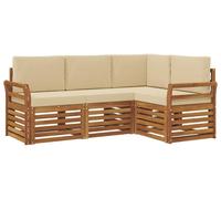 vidaXL Juego de 4 sofás de exterior, color natural y beige, fabricados en poliéster
