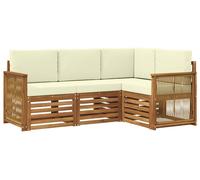 vidaXL Juego de 4 sofás de exterior, color natural y crema, fabricados en poliéster