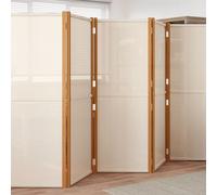 vidaXL, juego de 5 paneles divisor de ambientes, color crema, 350 x 180 cm - Divisor de ambientes - Biombo - Separador de ambientes - Panel divisor