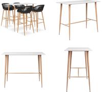 vidaXL Juego de 5 piezas para bar, blanco y - Juego de bar - Juegos de bar - Mesa de bar con taburetes - Mesas de bar con taburetes