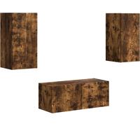vidaXL Juego de 6 armarios de TV, madera contrachapada con acabado en roble ahumado