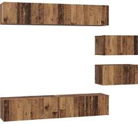 vidaXL Juego de 6 armarios de TV, madera maciza y tablero de partículas