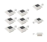 vidaXL Juego de 6 faroles solares LED cuadrados, 12 cm, color blanco - Iluminación exterior