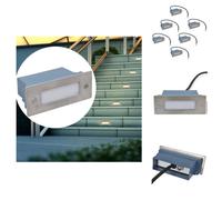 vidaXL: Juego de 6 focos LED empotrables para escaleras, 44x111x56 mm - Iluminación exterior