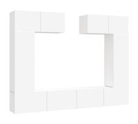 vidaXL Juego de 6 muebles para televisión, color blanco, fabricados en material de madera