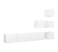 vidaXL Juego de 6 muebles para televisión, color blanco, fabricados en material de madera