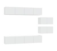 vidaXL Juego de 6 muebles para televisión, color blanco, fabricados en material de madera