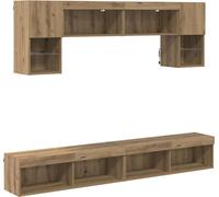 vidaXL: Juego de 6 paneles decorativos para televisión con iluminación LED, estilo "Roble Artesano", fabricados en material de imitación madera