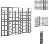vidaXL Juego de 6 paneles divisor de ambientes/biombo de madera maciza de abeto, color gris, 242,5 x 180 cm
