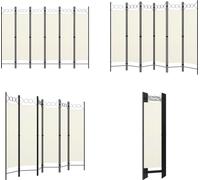 vidaXL, juego de 6 paneles divisor de ambientes, color crema, 240x180 cm - Divisores de ambientes - Separadores de ambientes - Divisores plegables - Paneles divisores plegables