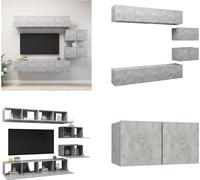 vidaXL, juego de 6 piezas, mueble de TV gris hormigón, material de madera - Juego de muebles de TV - Juegos de muebles de TV - Juego de muebles de TV colgantes - Juegos de muebles de TV colgantes