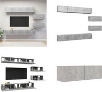 vidaXL, juego de 6 piezas, mueble de TV gris hormigón, material de madera - Juego de muebles de TV - Juegos de muebles de TV - Juego de muebles de TV colgantes - Juegos de muebles de TV colgantes