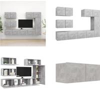 vidaXL, juego de 6 piezas, mueble de TV gris hormigón, material de madera - Juego de muebles de TV - Juegos de muebles de TV - Juego de muebles de TV colgantes - Juegos de muebles de TV colgantes