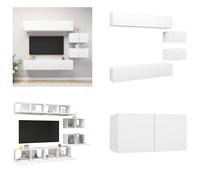 vidaXL, juego de 6 piezas para mueble de TV, blanco, material de madera - Juego de muebles para TV - Juegos de muebles para TV - Juego de muebles de TV colgantes - Juegos de muebles de TV colgantes