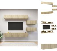 vidaXL, juego de 6 piezas para mueble de TV, estilo Sonoma, madera laminada - Muebles para televisión
