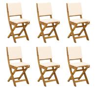 vidaXL: Juego de 6 sillas de exterior tipo bistro, color crema, madera maciza de acacia
