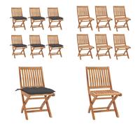vidaXL: Juego de 6 sillas de jardín plegables con cojines, fabricadas en madera de teca maciza. Sillas de jardín, sillas de madera, juego de sillas de madera