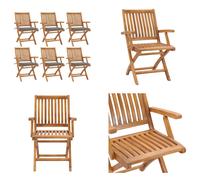 vidaXL: Juego de 6 sillas de jardín plegables con cojines, fabricadas en madera de teca maciza. Sillas de jardín, sillas de madera, juego de sillas de madera