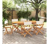 vidaXL Juego de 6 sillas plegables de tela color blanco crema.